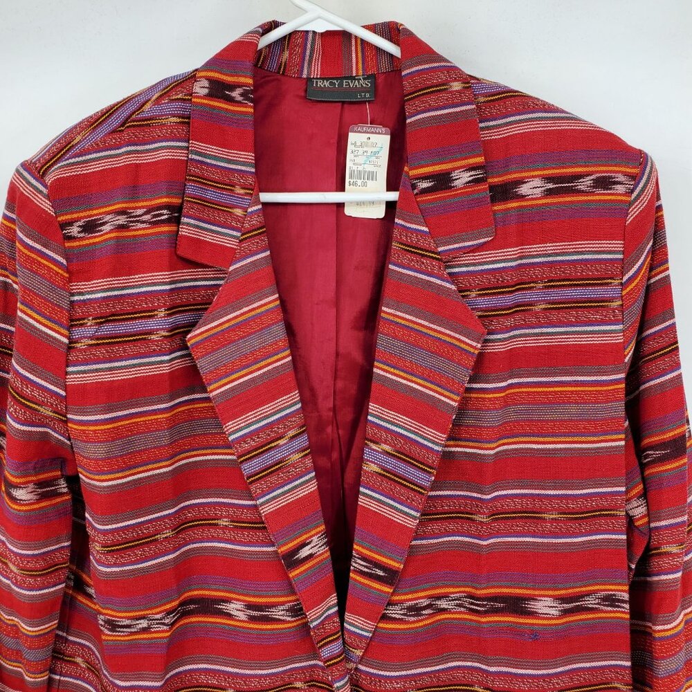 Tracy Evans Red Striped Southwestern Blazer - Picture 5 of 9